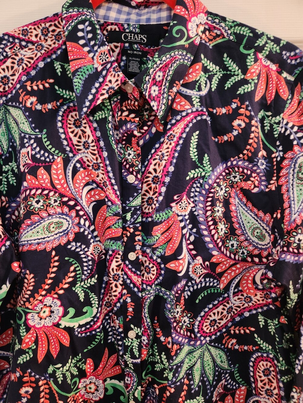 Chaps Multicolor Paisley Button-Down Shirt - Navy Base, sz XL - Picture 3 of 5